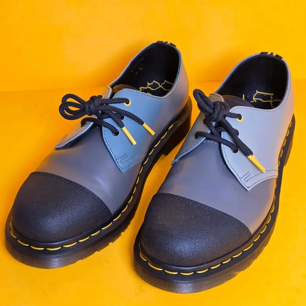 Dr Martens 1461 London Black Grey 3-Eye Oxfords Mens 8 Womens 9 New Old Stock